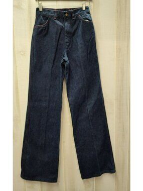 VTG Maverick Jeans Sz XS 25x34 High Rise Wide Leg Flare USA Made Red Stitch NWOT